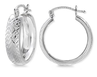 Orecchini A Cerchio In Argento Sterling 925 Con Taglio A Diamante – 15 Mm, Cerniera Sfaccettata, Semplici Ed Eleganti