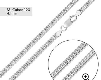 Cuban Link Chain 4.1mm Sterling Silver, Miami Cuban Chain, Solid 925 Silver Chain, Men's Silver Chain, Women's Cuban Necklace, Italian Made