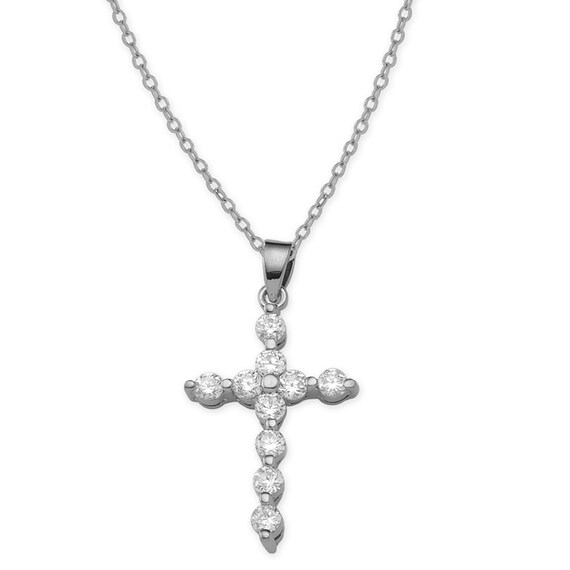 Buy Cubic Zirconia Cross Pendant Necklace: Sterling Silver or Gold