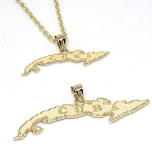14kt Gold Cuba Island Pendant: Two Sizes, Optional Chain