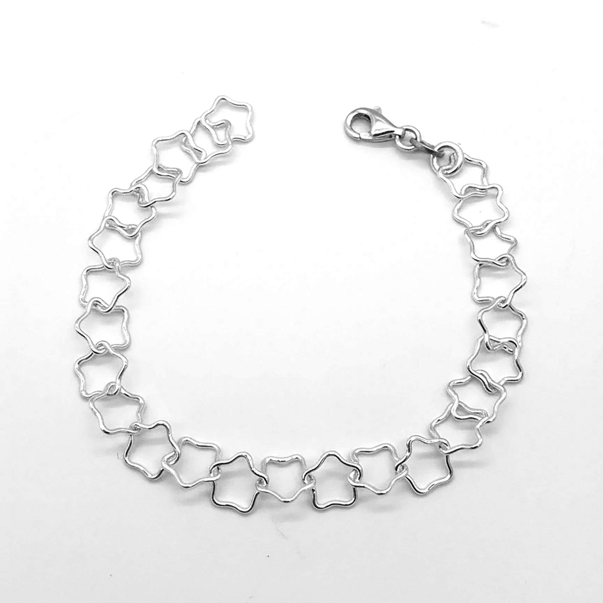 Star Bracelet Sterling Silver - Open Star Link Bracelet Silver