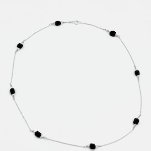 6mm Azabache Sterling Silver Necklace: Evil Eye Protection, 1.3mm Micro Rolo Chain, MADE IN USA