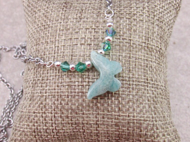 Butterfly Amazonite Gemstone Pendant and Crystal Necklace Energy Healing and Chakra Balancing