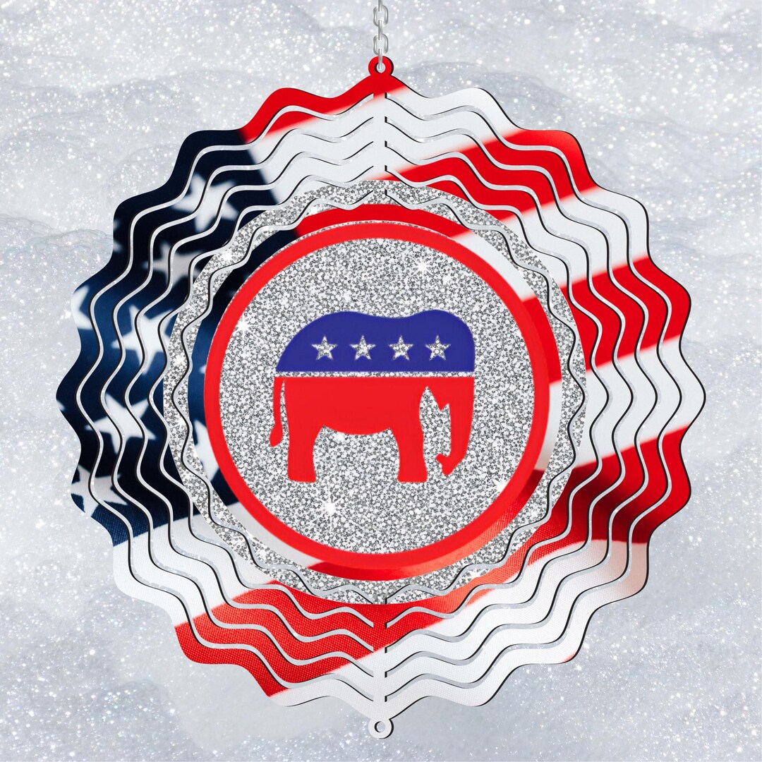 Repblican R Logo Republican Party Elephant Logo With American Circular Flag; 8 or 10 ...