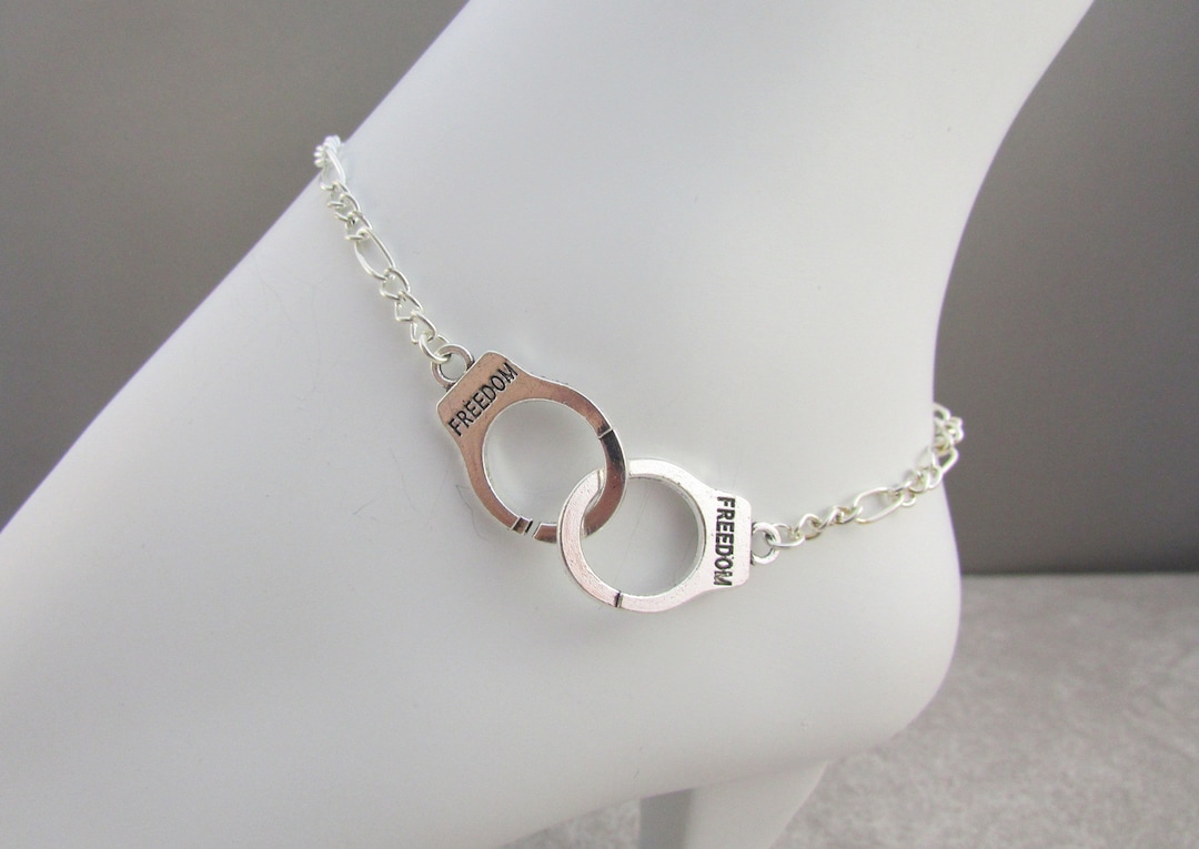 Handcuff Anklet Silver Plated or Stainless Steel Adjustable Etsy