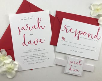 Red Wedding Invites Etsy