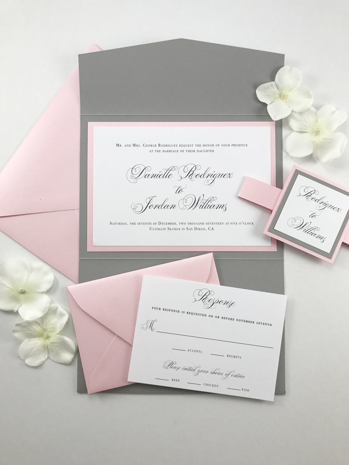 Lovely Grey and Light Pink Wedding Invitation Bundle Classic Etsy