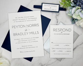Minimalist Wedding Invitation Suite: Elegant Modern Invites with RSVP