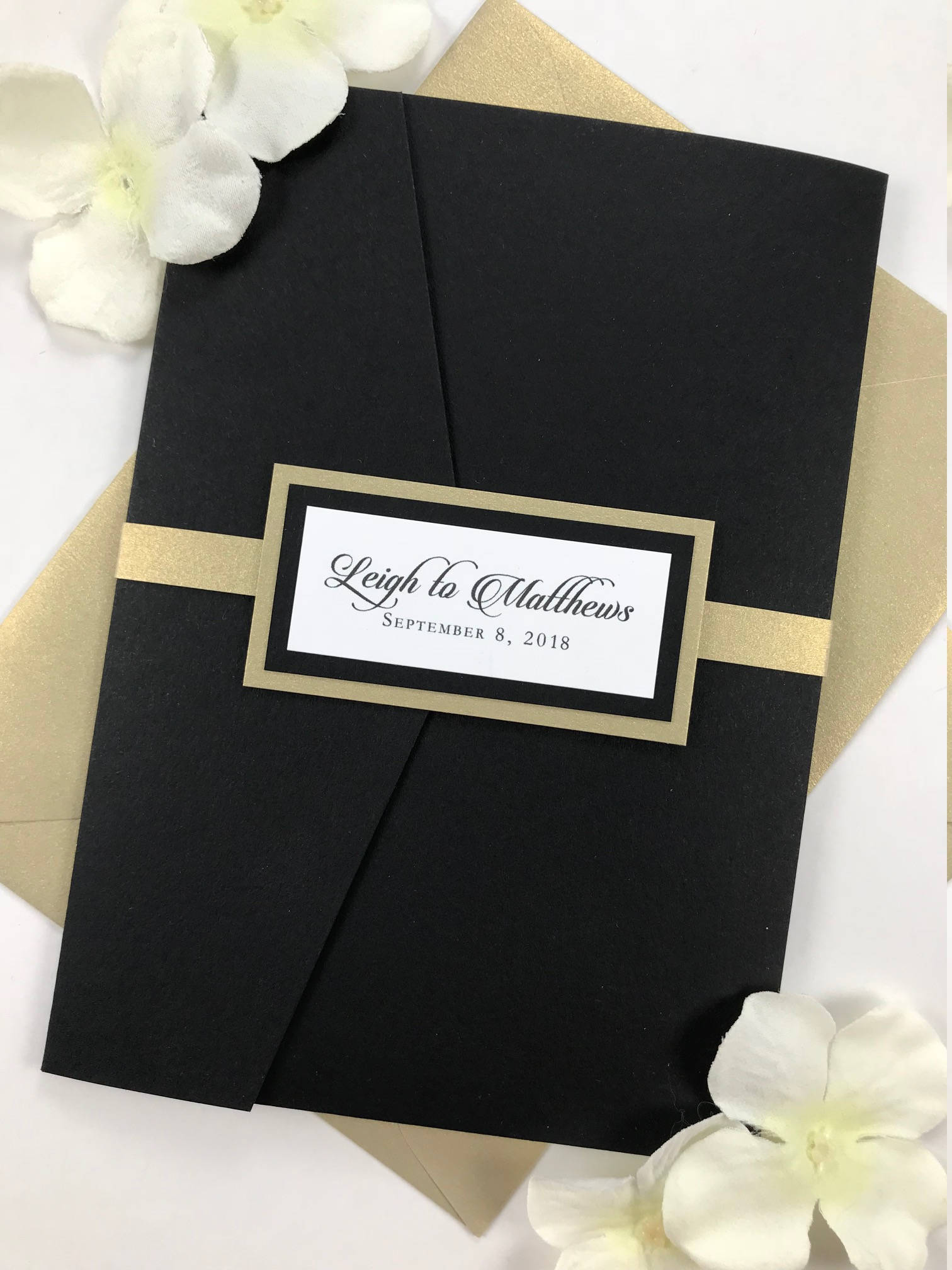 Black and Gold Classic Wedding Invitations Beautiful Elegant Etsy