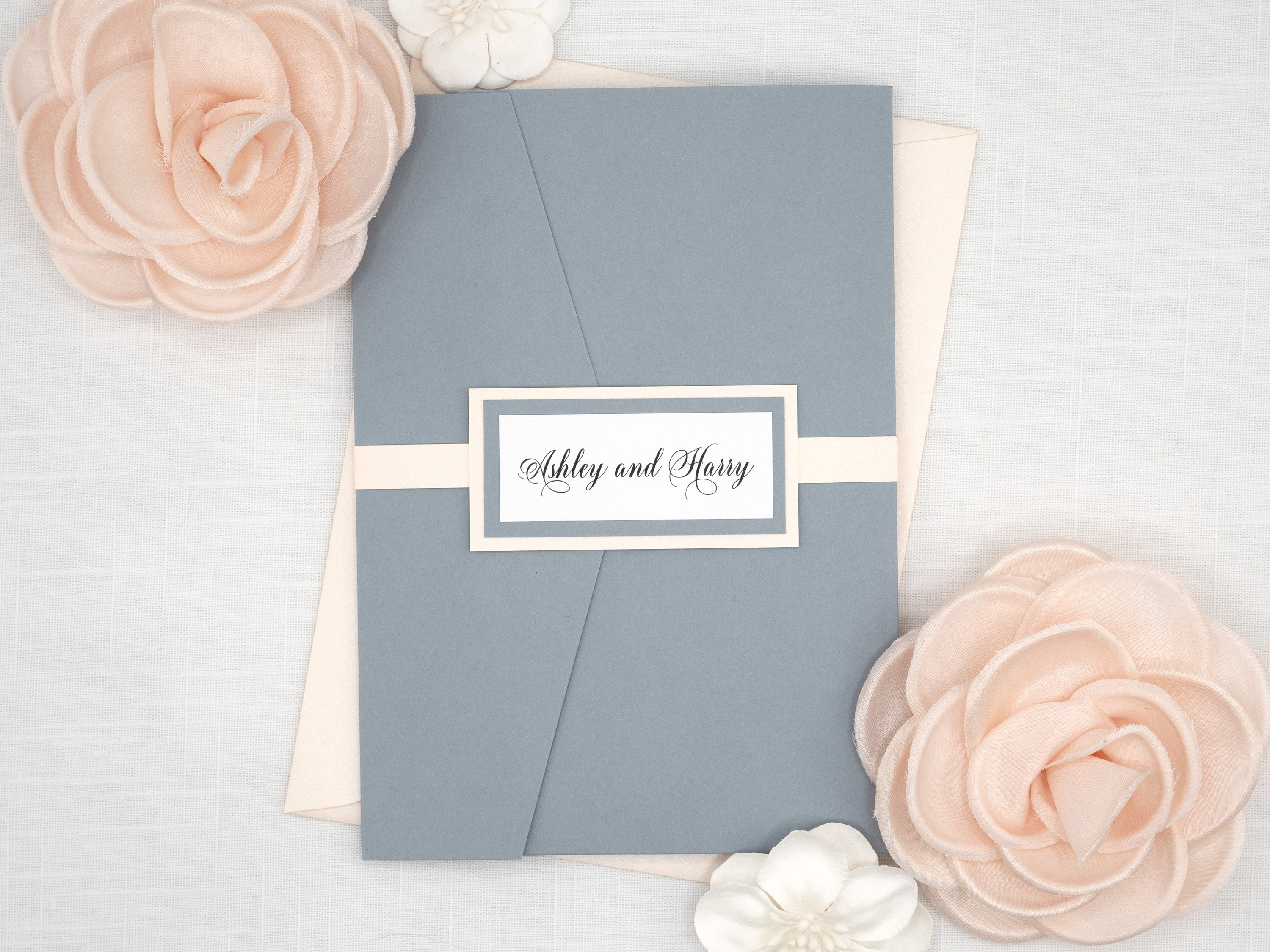 Blue and Blush Wedding Invitation Template Printable Wedding Invitation