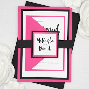 Carnation Flower Matching Wedding Invites and Response Cards Hot Pink Harvest Wedding Invitation /& RSVP Card Set