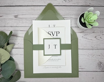 Sage Green Wedding Invitations: Earthy Boho Olive Greenery Suite
