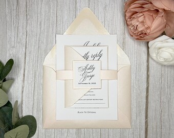 Custom Wedding Invitations: QR Code RSVP, Envelopes & Belly Band