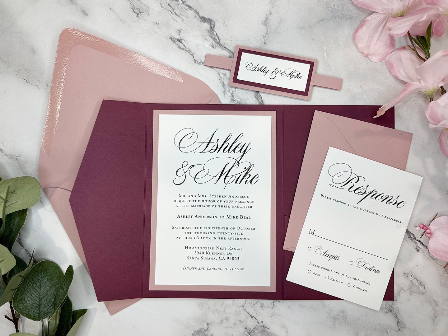 Invitaciones de boda en tonos burdeos: elegante suite en tonos carmesí y  rosa empolvado - Etsy México, image size:1440x1080