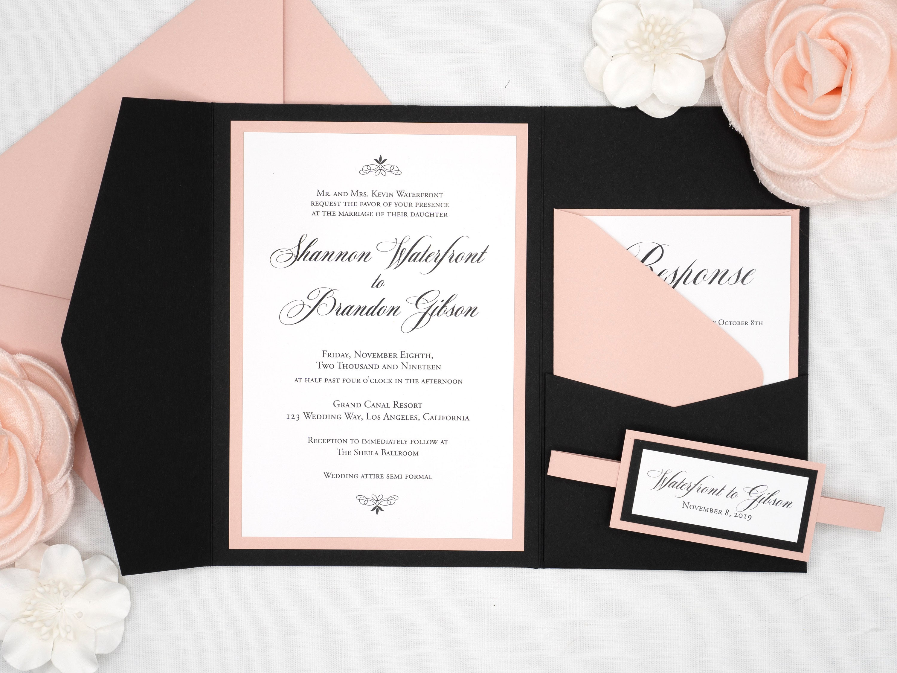 Invitations de mariage NOIRES ET ROSES Belles invitations de - Etsy Canada