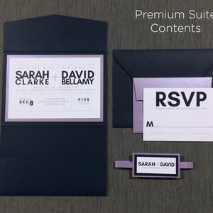 Blue and Purple Wedding Invitations, Modern Wedding, Periwinkle, Lilac, Lavender Wedding Invitations, Navy Blue, Cobalt, Indigo Wedding