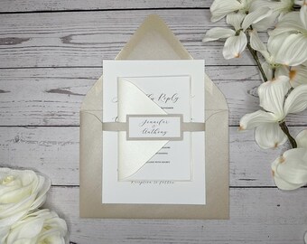 Neutral Beige Wedding Invitations: Modern Romantic Design
