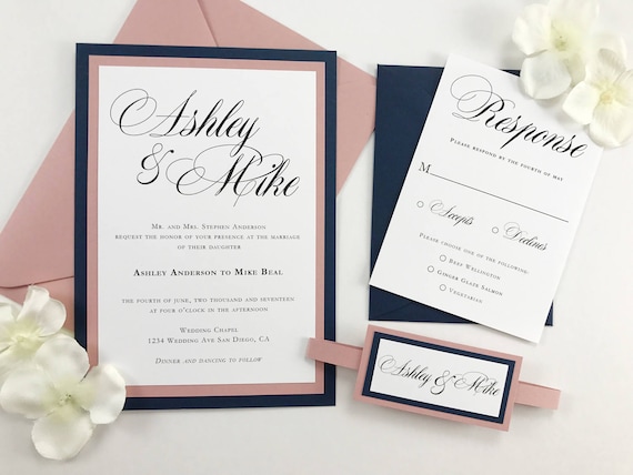 Navy And Red Wedding Invitations 7