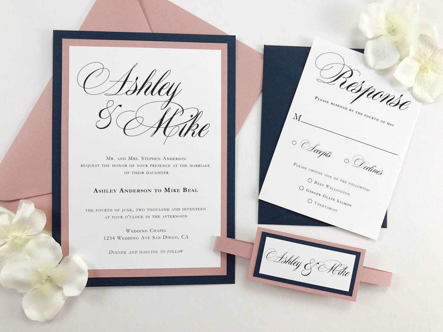 Navy And Red Wedding Invitations 6