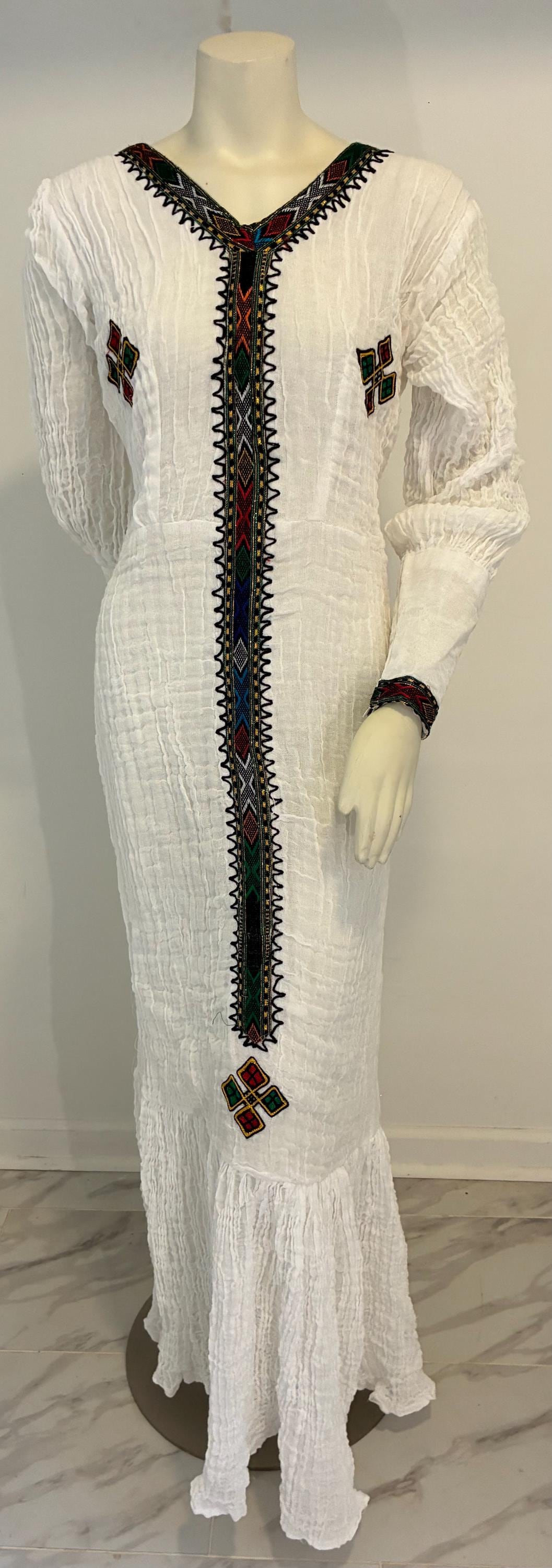 black ethiopian traditional dress Black with Purple Design Crop top coat with trouser Habesha Libs , Modern Ethiopian Cloth L