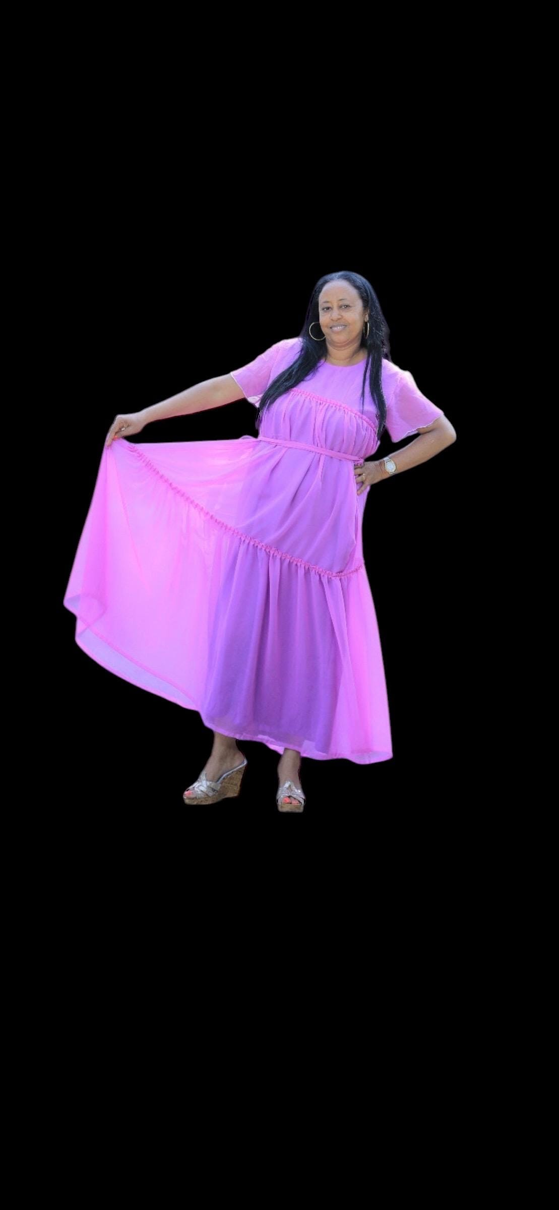 sachin and babi light blue dress Ethiopian and Eritrean Chiffon Dress New/ሽፎን ቀሚስ main image 1