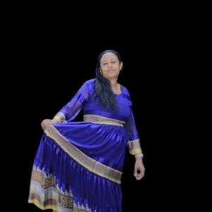 Purple chiffon Habesha Kemis (የሐበሻ የሐገር ባህል ልብስ)