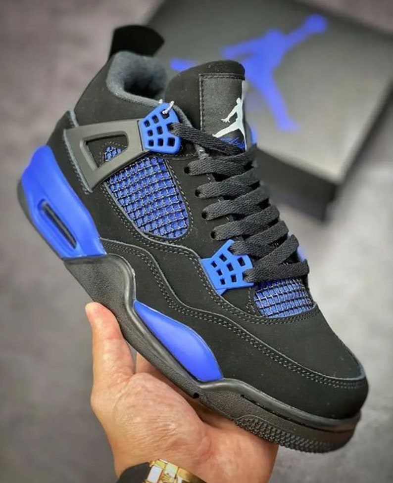 Air Jordan 4 Blue Thunder Sneakers for Men and Women, Best Gift Etsy