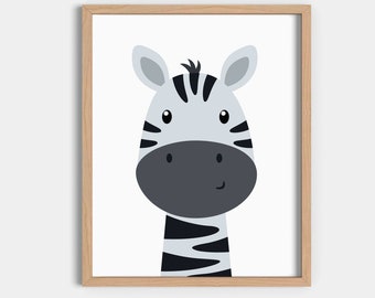 Zebra Safari Nursery Print, Jungle Animals Decor (Digital Download)
