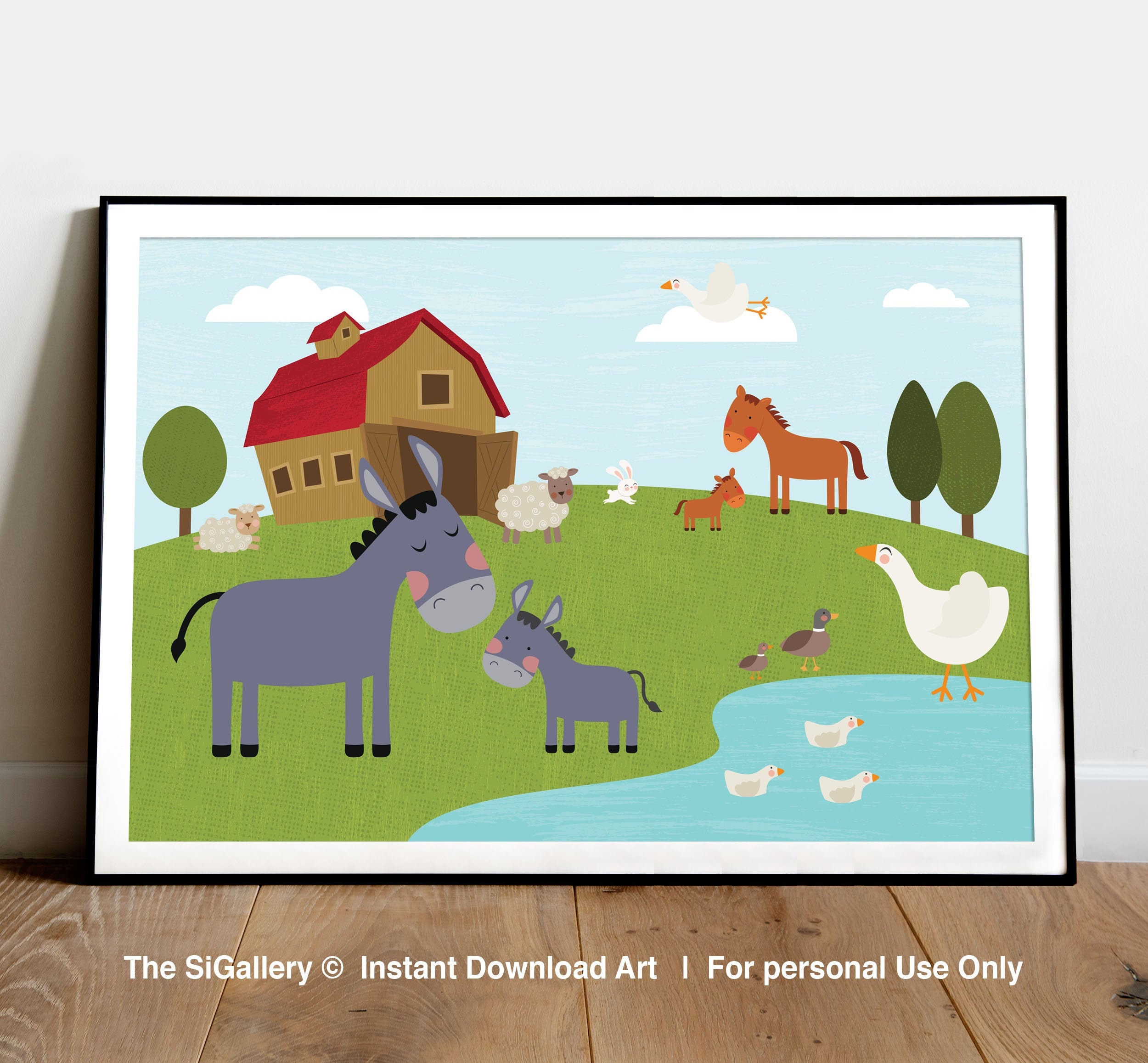 Farm animals print farm animals nursery wall art farm | Etsy