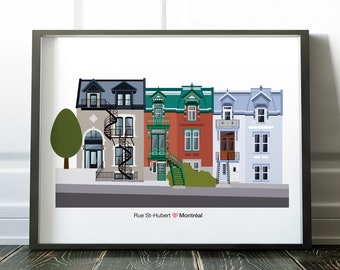 Montreal poster, Montreal Art, Affiche Montréal, Made in Mtl, Montreal houses, Montreal Architecture, fait à montréal, 5x7", 8.5x11" print