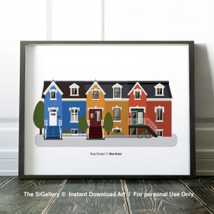 Montreal art, Montreal poster, Plateau rue Drolet Affiche Montréal, Made in Mtl, Montreal houses, Plateau Mont-Royal, Montreal Architecture