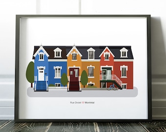 Montreal Houses Art Print, Rue Drolet, Plateau Mont-Royal (digitale download)