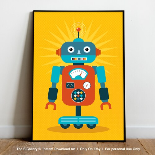 Robot Art Kids Room Decor Printable Wall Art Toddler Wall Etsy