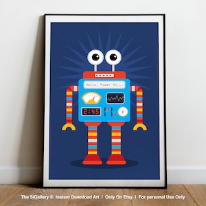 Digitaler Roboter Druck, Roboter Poster, Roboter Kunst, Kinder Kunst, digitale Kunstwerk für Kinder, Roboter Wandkunst, Kinderzimmer Dekoration, Kinderzimmer Wandkunst