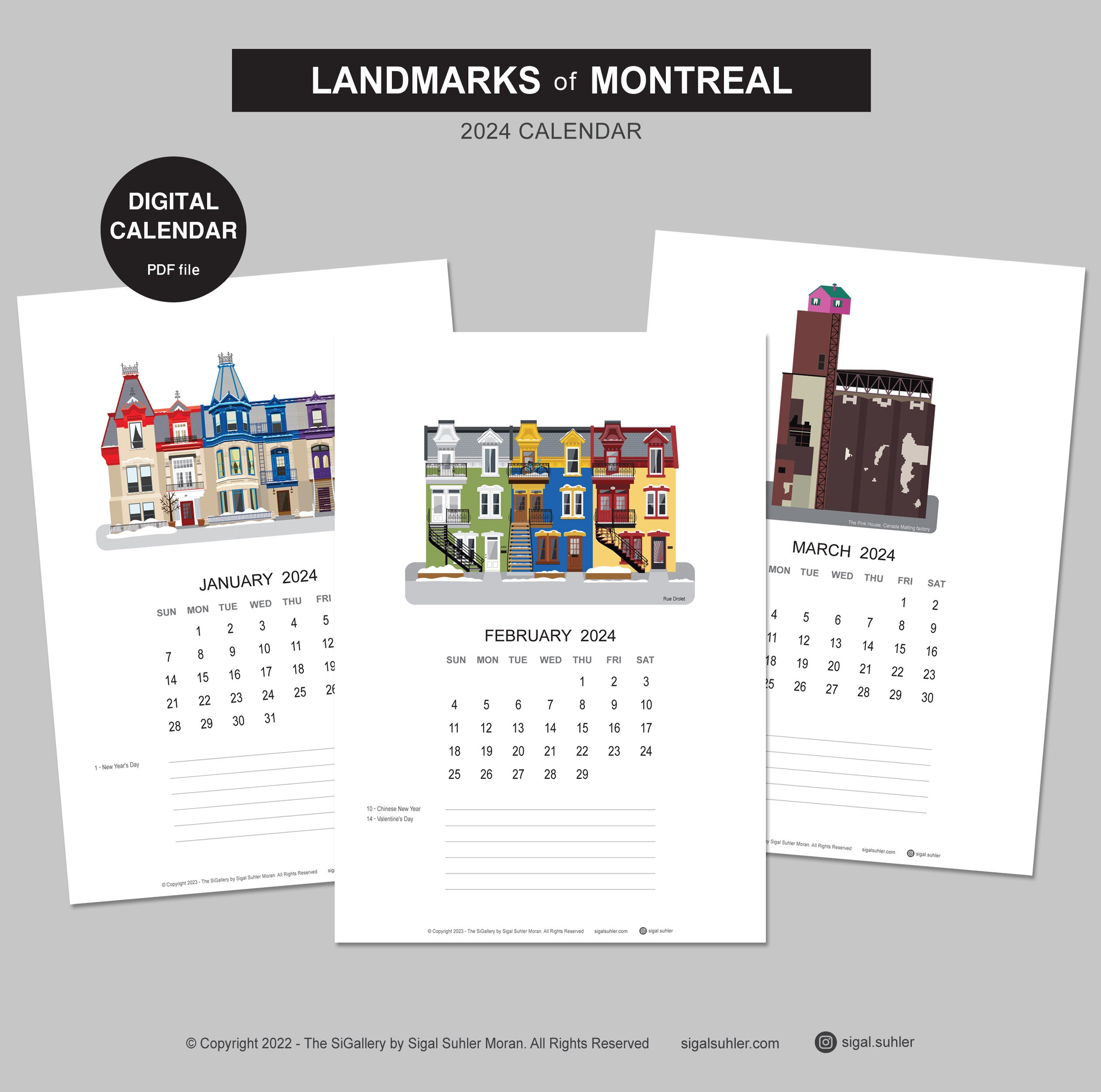 Montreal Calendar, Montreal Calendar 2024 Digital, Instant Download