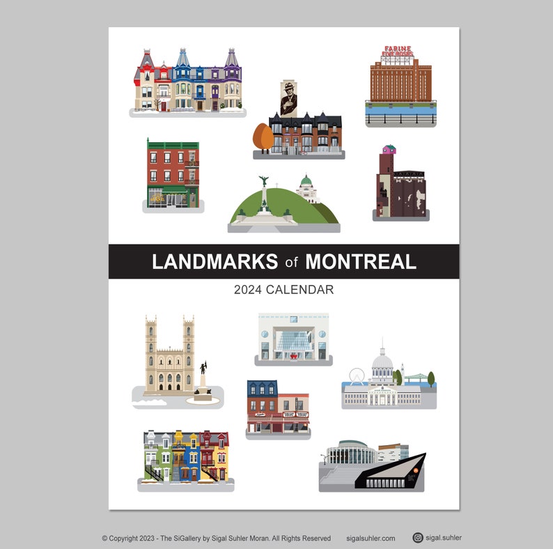 Montreal Calendar 2025, Calendar Montreal 2025, Montreal Landmarks