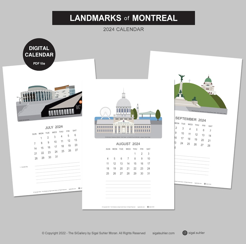 Montreal Calendar Montreal Calendar 2024 Digital Instant Etsy