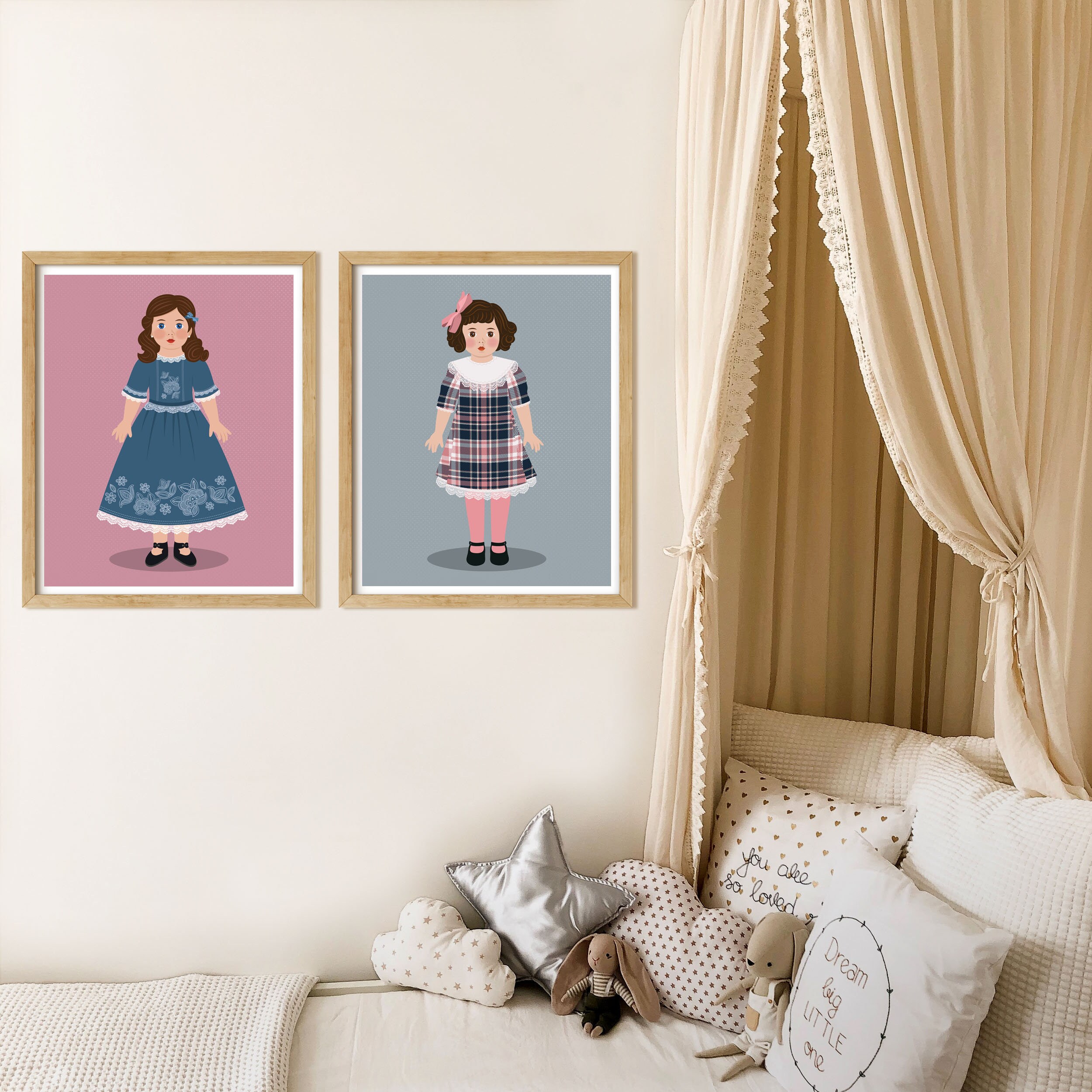 Girl doll toy wall art doll toy print girl doll art girl Etsy