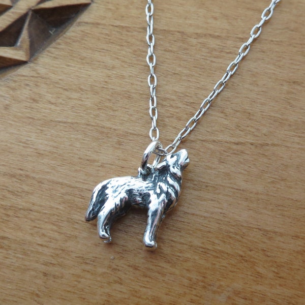 Solid 925 STERLING SILVER Howling Wolf Charm Necklace or Earrings -  Chain Optional