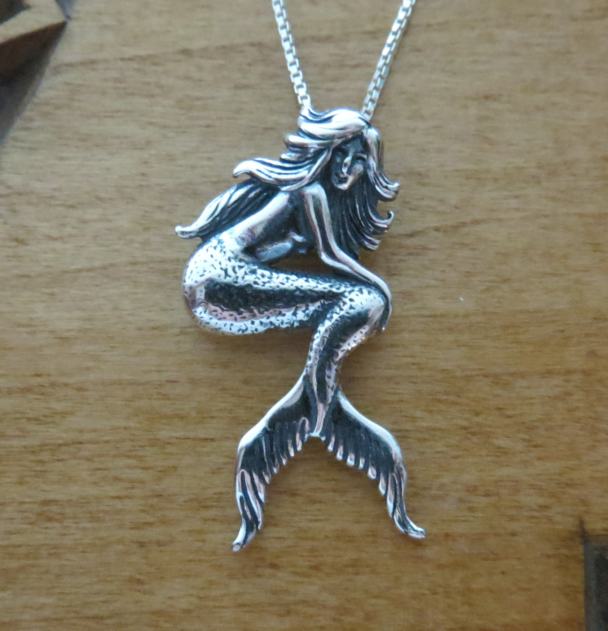 925 Solid Sterling Silver Vintage Style Mermaid Jewelry Nautical Beach Summer Jewelry - Handmade in the USA - Chains are Optional -