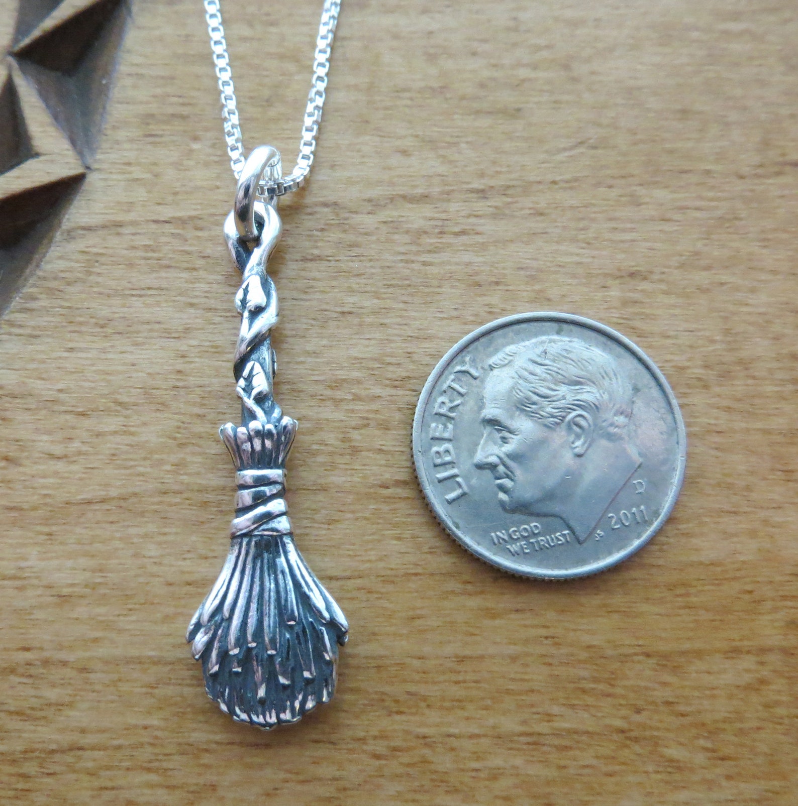 STERLING SILVER Besom Broom Broomstick Pendant Necklace or Etsy
