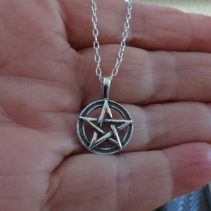Solid 925 Sterling Silver Small Sturdy Everyday Pentagram Wicca Pendant Necklace - Chains are Optional