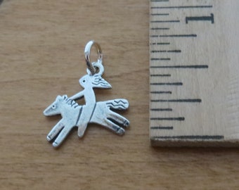 My Original tiny Solid 925 Sterling Silver Horse Pony Bareback Rider Charm Necklace or Earrings - Handmade here in the USA - Chains Optional