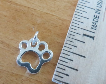 Solid 925 Sterling Silver Little Cat Kitty Dog Pawprint Charm, Earrings, Necklace - Chain Purchase is Optional