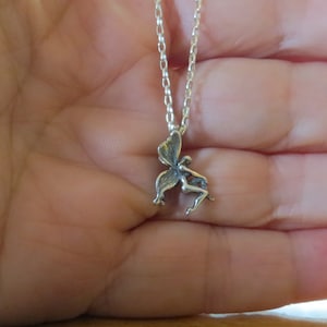 Solid 925 Sterling Silver Tiny Vintage Style Art Noveau Fairy Pendant Necklace - Handmade here in the USA  - Chains are Optional