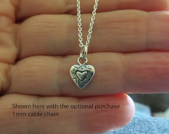 Solid 925 Sterling Silver Dainty Heart Pendant Charm or Earrings - Chain is Optional