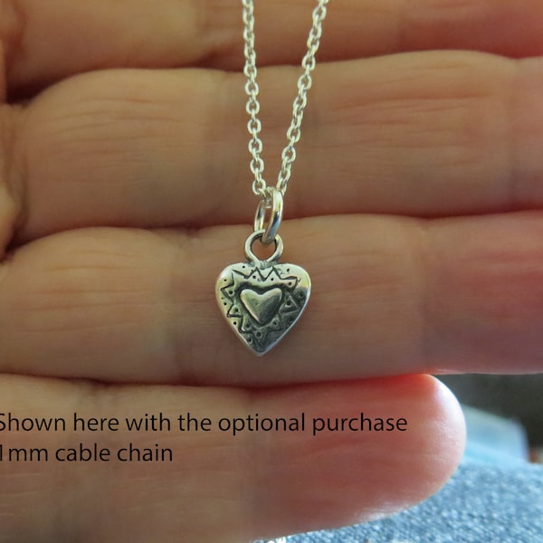 Solid 925 Sterling Silver Dainty Heart Pendant Charm or Earrings - Chain is Optional
