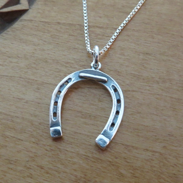 Solid 925 Sterling Silver Lucky Horseshoe Pendant Necklace or Earrings - Chains are Optional