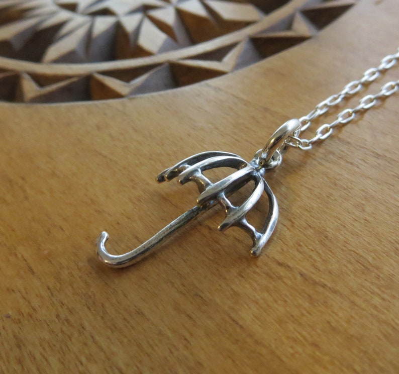 Chain Optional STERLING SILVER 3D Umbrella Pendant Necklace Charm or Earrings