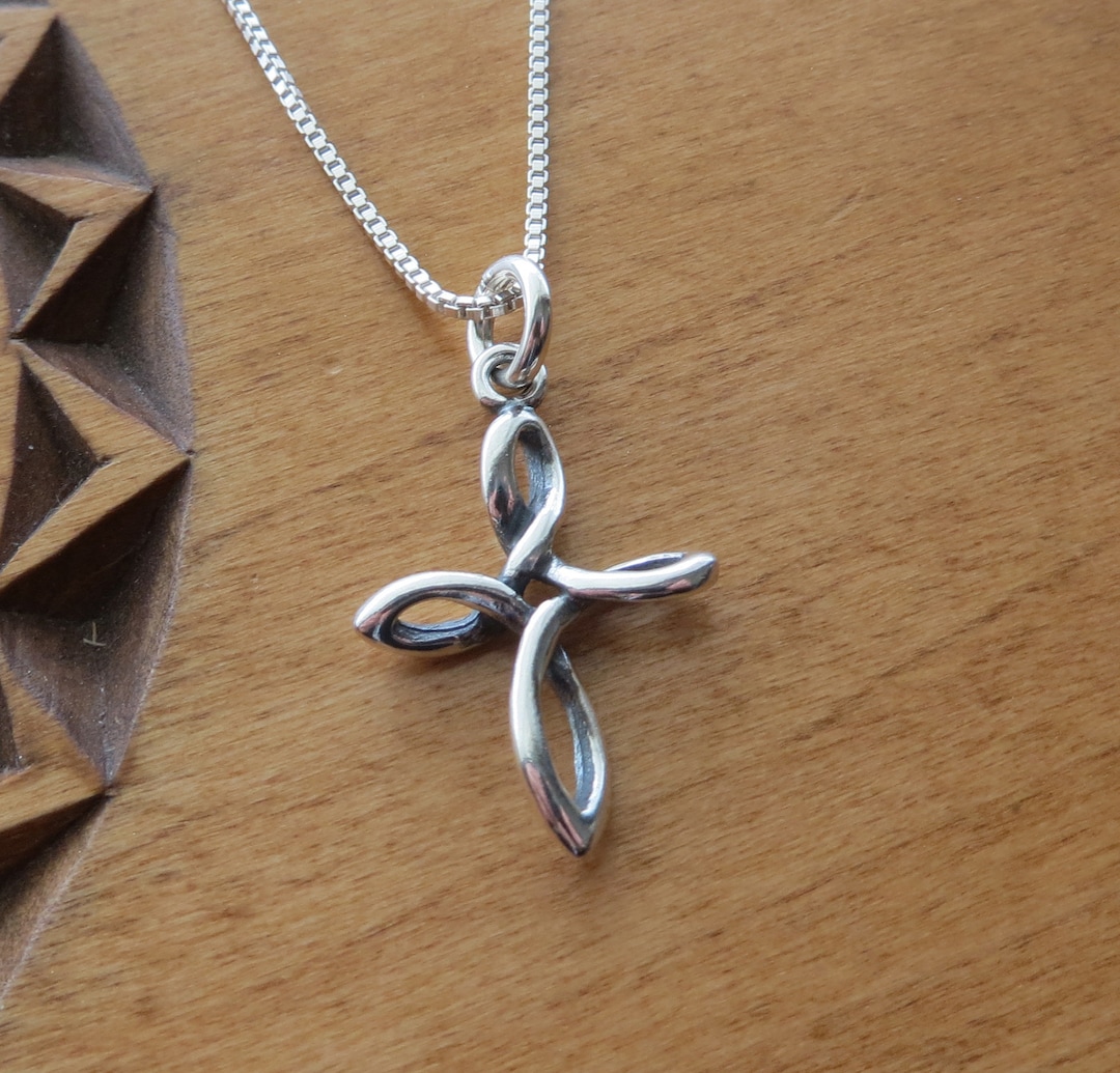 Solid 925 Sterling Silver Celtic Infinity Cross Necklace or Earrings ...